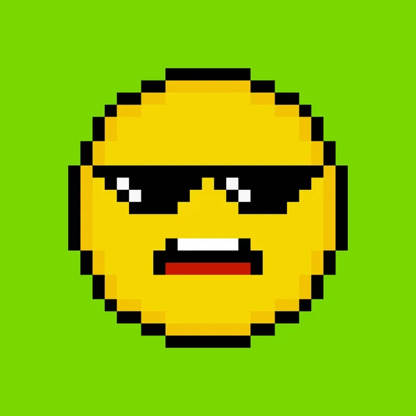 Emoticon Amarelo Estilo Arte Pixel —  Vetores de Stock