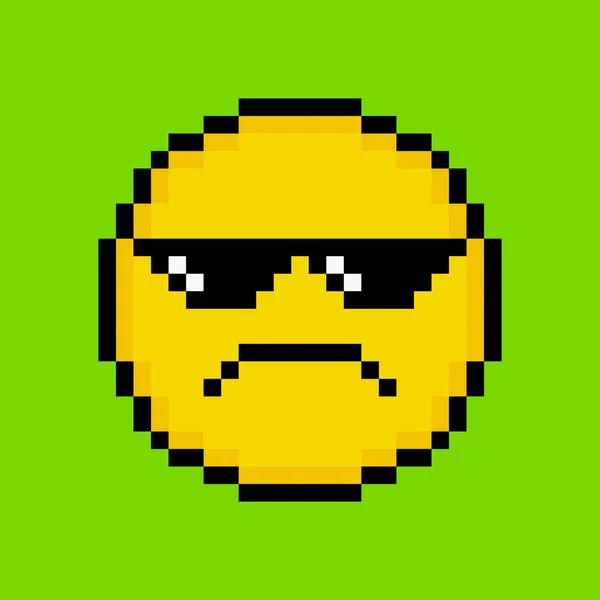 Gelbes Emoticon Pixel Art Stil — Stockvektor