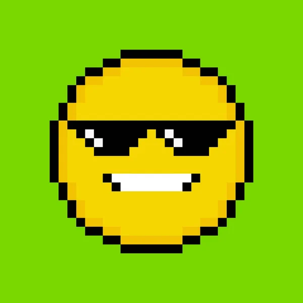 Gelbes Emoticon Pixel Art Stil — Stockvektor