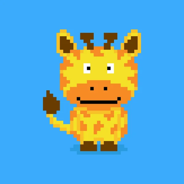 Pixel Art Giraffa Personaggio — Vettoriale Stock