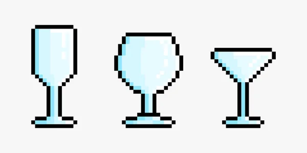 Gläserne Tassen Pixelkunst — Stockvektor