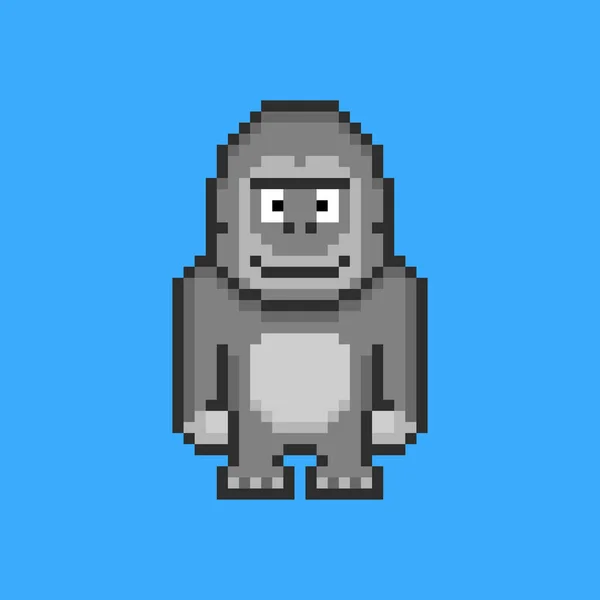 Gorilla Personaggio Stile Pixel Art — Vettoriale Stock