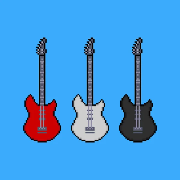 Guitars Pixel Art Style — Stock Vector