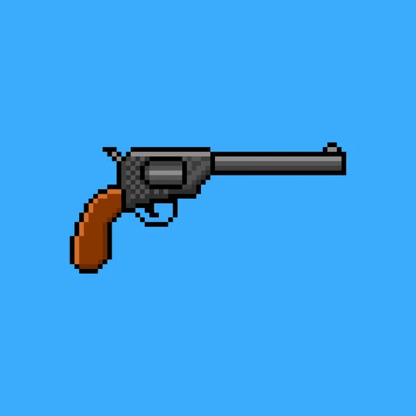 Revolver Pistol Pixel Konst — Stock vektor