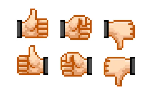 Hand Gesture Pixel Art — Stock Vector