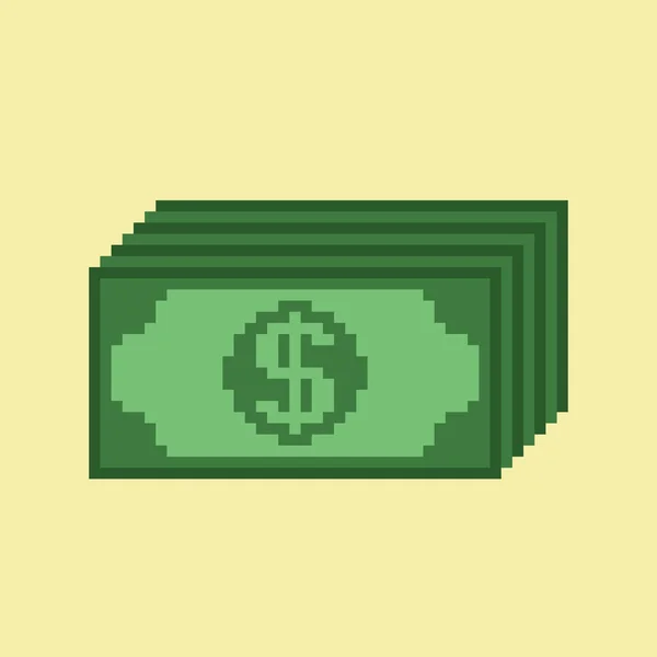 Geld Pixel Art Stijl — Stockvector