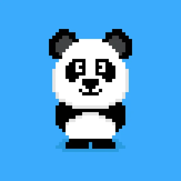 Panda Character Pixel Art Style — Stock Vector