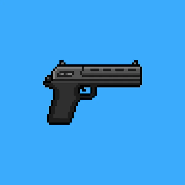 Černá Pistole Pixel Art — Stockový vektor