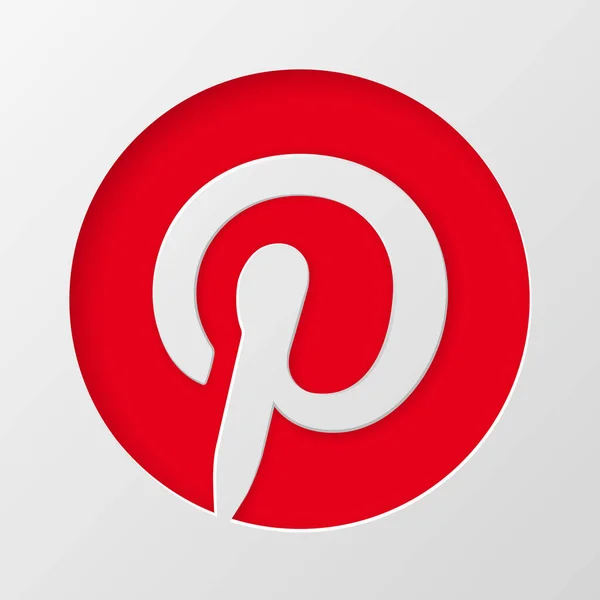 Ikon Pinterest Dalam Gaya Potongan Kertas Ikon Media Sosial - Stok Vektor