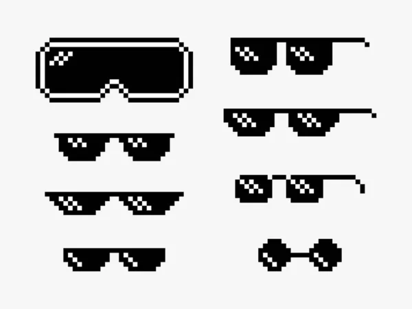 Óculos Sol Estilo Pixel Art — Vetor de Stock