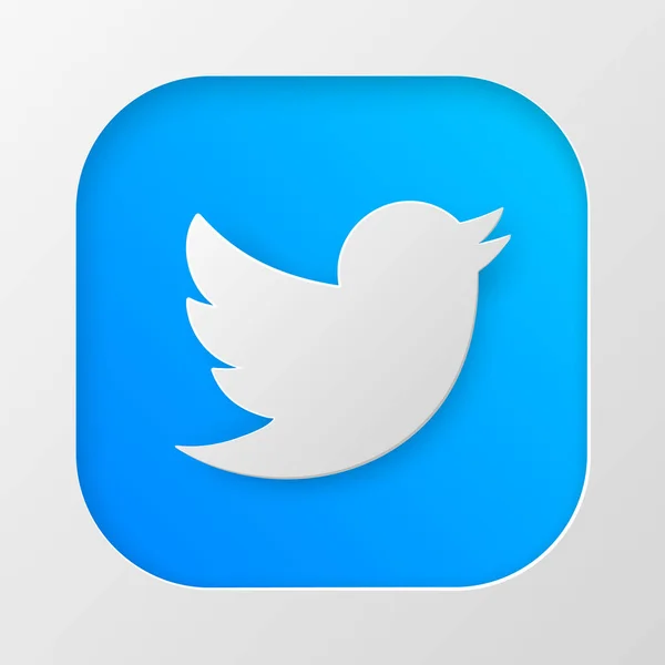 Ikon Twitter Pada Ikon Media Sosial Gaya Potongan Kertas - Stok Vektor