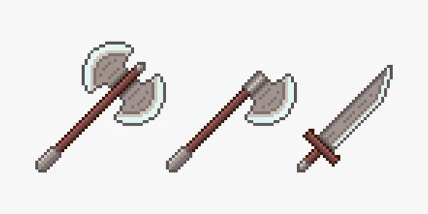 Armes Dans Style Pixel Art — Image vectorielle