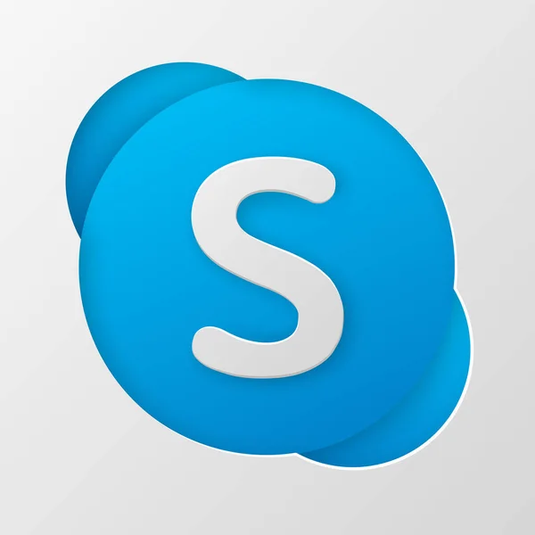Skype Ikon Pappersklipp Stil Sociala Medier Ikoner Vektorgrafik