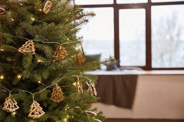 Decorazioni Dell Albero Natale Stile Eco Eco Stile Scandinavo Nell — Foto Stock