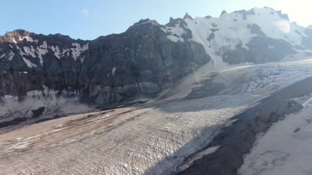 Drone Shot Seberce Glacier Monte Kazbek Georgia — Vídeo de stock