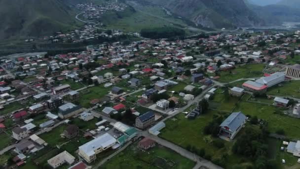 Stepantsminda Kazbegi Aerial Drone Shot — Video Stock