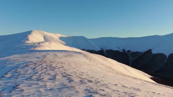 Drone Shot Winter Mountains Carpathians Borzhava — Stok video