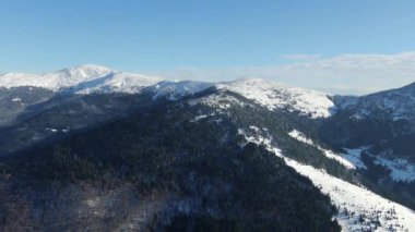 Karpatya Dağları 'nın karla kaplı zirveleri. Ukrayna. Petros 2020 metre