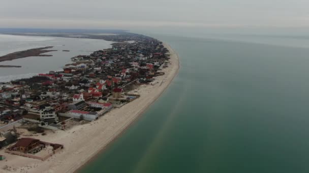 Hermosa Vista Desde Avión Tripulado Mar Helado Azov Invierno Trenza — Vídeos de Stock