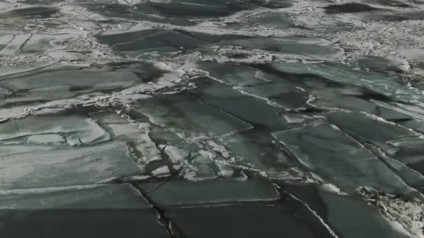 Drone Vista Sul Mare Ghiacciato Tramonto Sul Mare Ghiacciato Azov — Video Stock