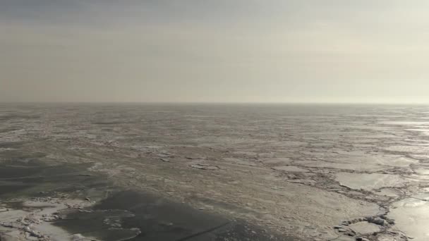 Drone View Frozen Sea Sunset Frozen Sea Azov Icy Sea — Stock Video