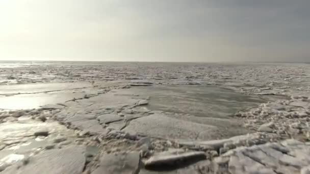 Mar Congelado Puesta Sol Mar Helado Azov Mariupol — Vídeos de Stock