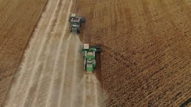 Luftaufnahme Eines Mähdreschers Auf Einem Ukrainischen Feld Mariupol Erntemaschinen Bei — Stockvideo