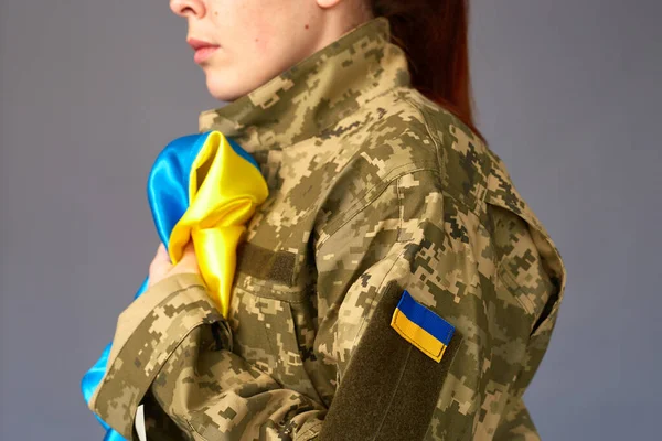 Ukrainian Female Military Uniform Ready Defend Her Motherland Armed Forces — Stock Photo, Image