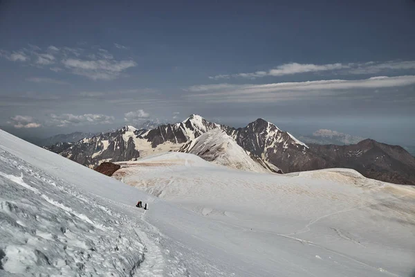 Climbing Kazbek Georgia Trail Summit Nature Caucasian Mountains Mount Kazbek — Zdjęcie stockowe