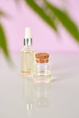 Esrar esaslı petroldür. CBD yağı, marihuana yeşili marihuanayla dolu bir şişe içinde. Tıbbi marihuana. Bitkisel ilaç fabrikası. Metin için boşluk.