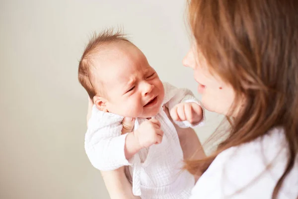 Crying Newborn One Month Old Baby Boy Crying Baby — стоковое фото