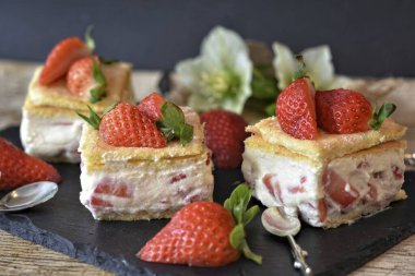 Çok lezzetli ve iştah açıcı bir pasta.