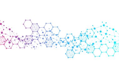 Altıgen soyut arkaplan. Büyük Veri Görselleştirme. Genel ağ bağlantısı. Tıp, teknoloji, bilim geçmişi. Vektör illüstrasyonu.
