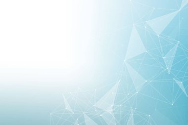 Bağlı çizgi ve noktalarla Geometrik soyut arkaplan. Yapı molekülü ve iletişim. Büyük Veri Görselleştirme. Tıp, teknoloji, bilim geçmişi. Vektör illüstrasyonu.