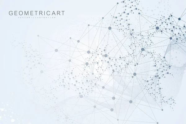 Estrutura molécula e comunicação. ADN, átomo, neurónios. Conceito científico para o seu projeto. Linhas conectadas com pontos. Médico, tecnologia, química, formação científica. Ilustração vetorial — Vetor de Stock