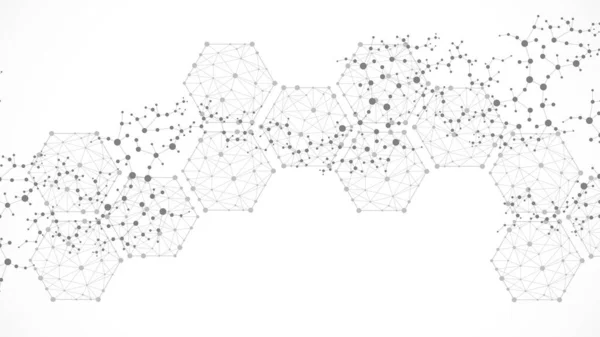 Strukturmolekyl och kommunikation. Dna, atom, nervceller. Vetenskapligt koncept för din design. Anslutna linjer med prickar. Medicin, teknik, kemi, vetenskap bakgrund. illustration. — Stockfoto