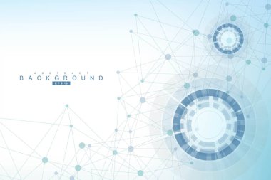 Büyük Veri Görselleştirme Arkaplanı. Modern fütüristik sanal arkaplan. Bilim ağı şablonu, noktaları ve çizgileri birleştiriyor. Genel ağ bağlantısı