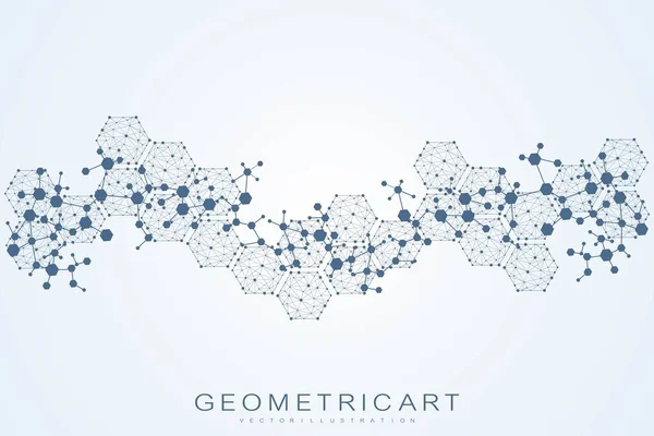 Fond Abstrait Géométrique Avec Ligne Points Connectés Structure Molécule Communication — Image vectorielle