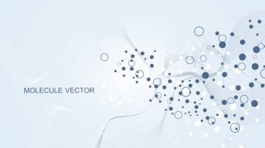 Modern soyut molekül yapısı bilim ya da tıbbi altyapı için. DNA sarmalı ya da atom görselleştirmesi. Moleküler dalga akışı soyut arkaplan. Vektör illüstrasyonu.