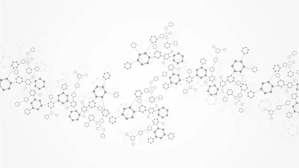 现代科学背景 有线条 圆点和六边形 波流抽象背景 科学的分子结构 矢量说明 — 图库矢量图片