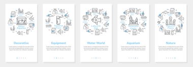 Su yaşamı beyaz dikey pankart koleksiyonu doğrusal çizimlerle