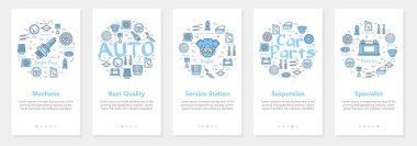 Web sitesi ve mobil uygulama vektörü için mavi parçalar beyaz pankartlar