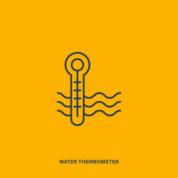 Vector linear water thermometer icon. Isolated outline picture of measure equipment in water — Stock Vector