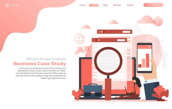 Business case vector illustration. Investment growth landing page template — Stockový vektor