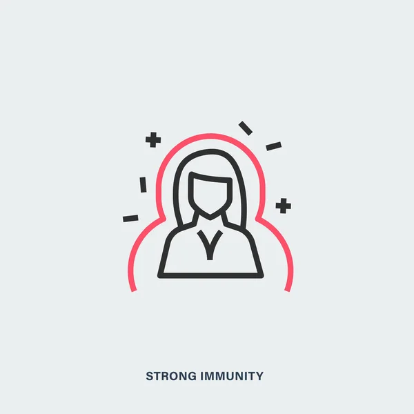 Strong immunity linear vector icon. Isolated outline human picture — Vector de stock