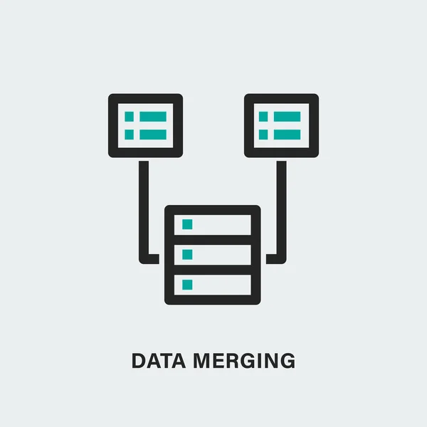 Logotipo do vetor do processo de transferência de dados. Ícone linear —  Vetores de Stock