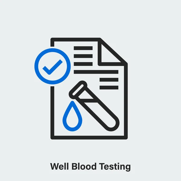 Well Blood Testing Linear Vector Icon Light Grey Background Isolated — Vector de stock