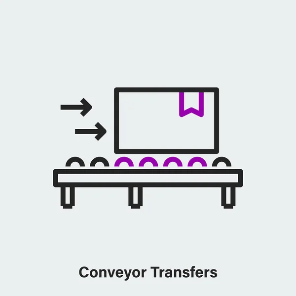 Векторна Лінійна Піктограма Перенесення Конвеєра Світло Сірому Тлі Ізольований Контур — стоковий вектор