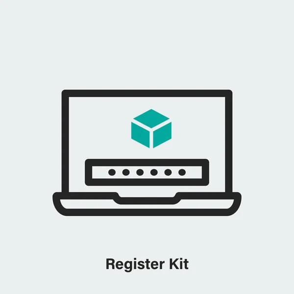 Vector Linear Icon Laptop Register Kit Screen Isolated Outline Symbol — Διανυσματικό Αρχείο