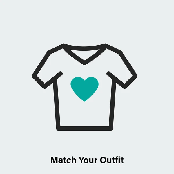 Linear Style Vector Illustration White Shirt Heart Sign Match Your — 스톡 벡터